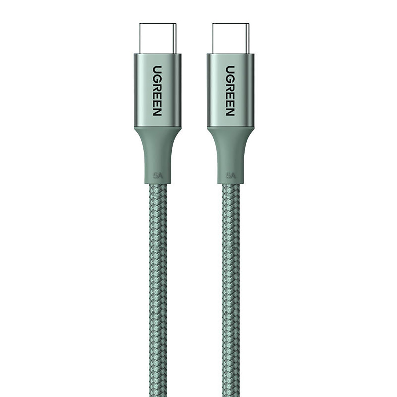 Kabel Ugreen US316 15310 s priključki USB-C / USB-C PD do 100 W in dolžine 1 m na belem ozadju